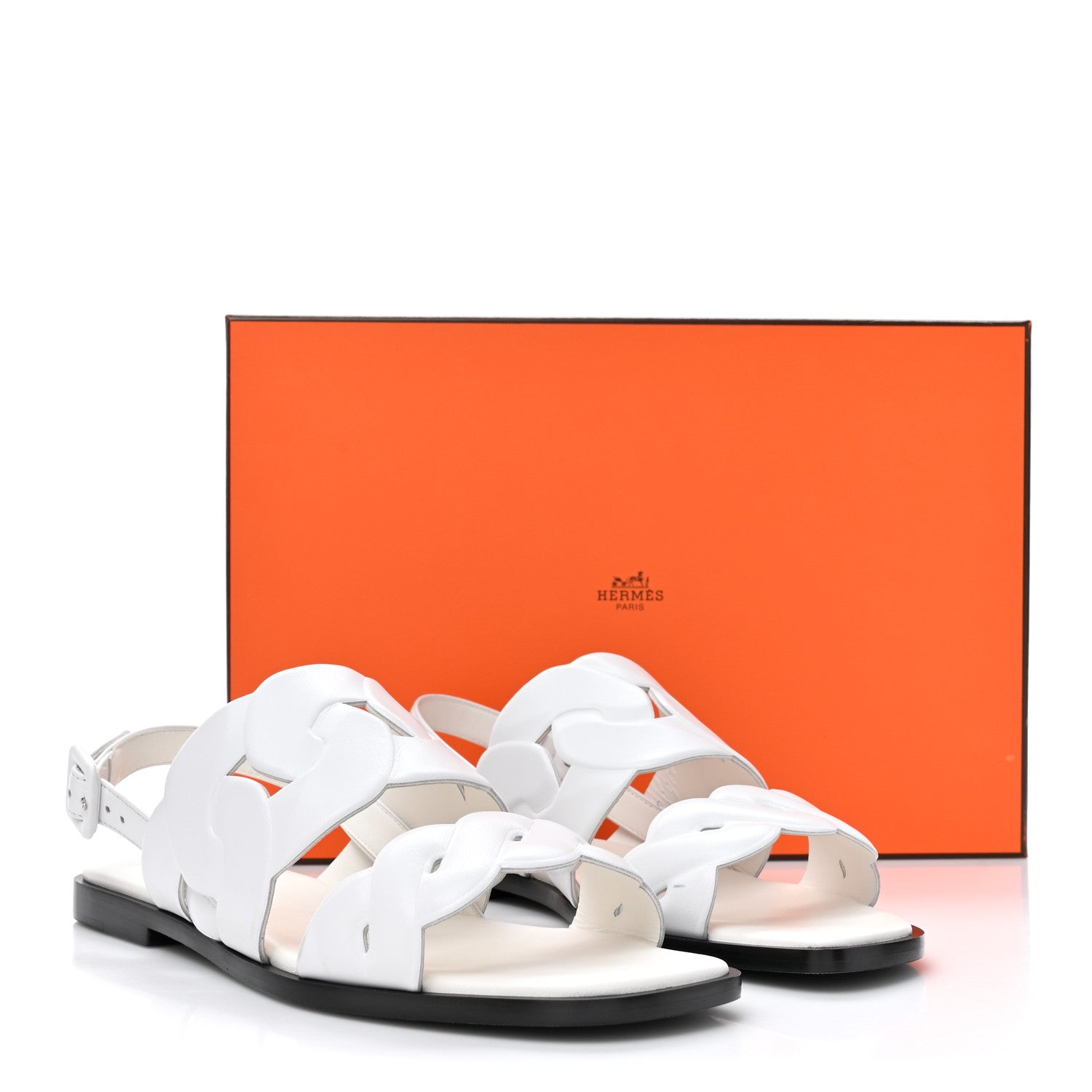 Hermes Nappa Womens Grace Sandals 36.5 White 12 of 12