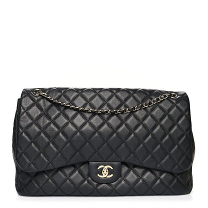 Chanel Metallized Calfskin Quilted Small XXL Travel Flap Bag Black 1 of 12