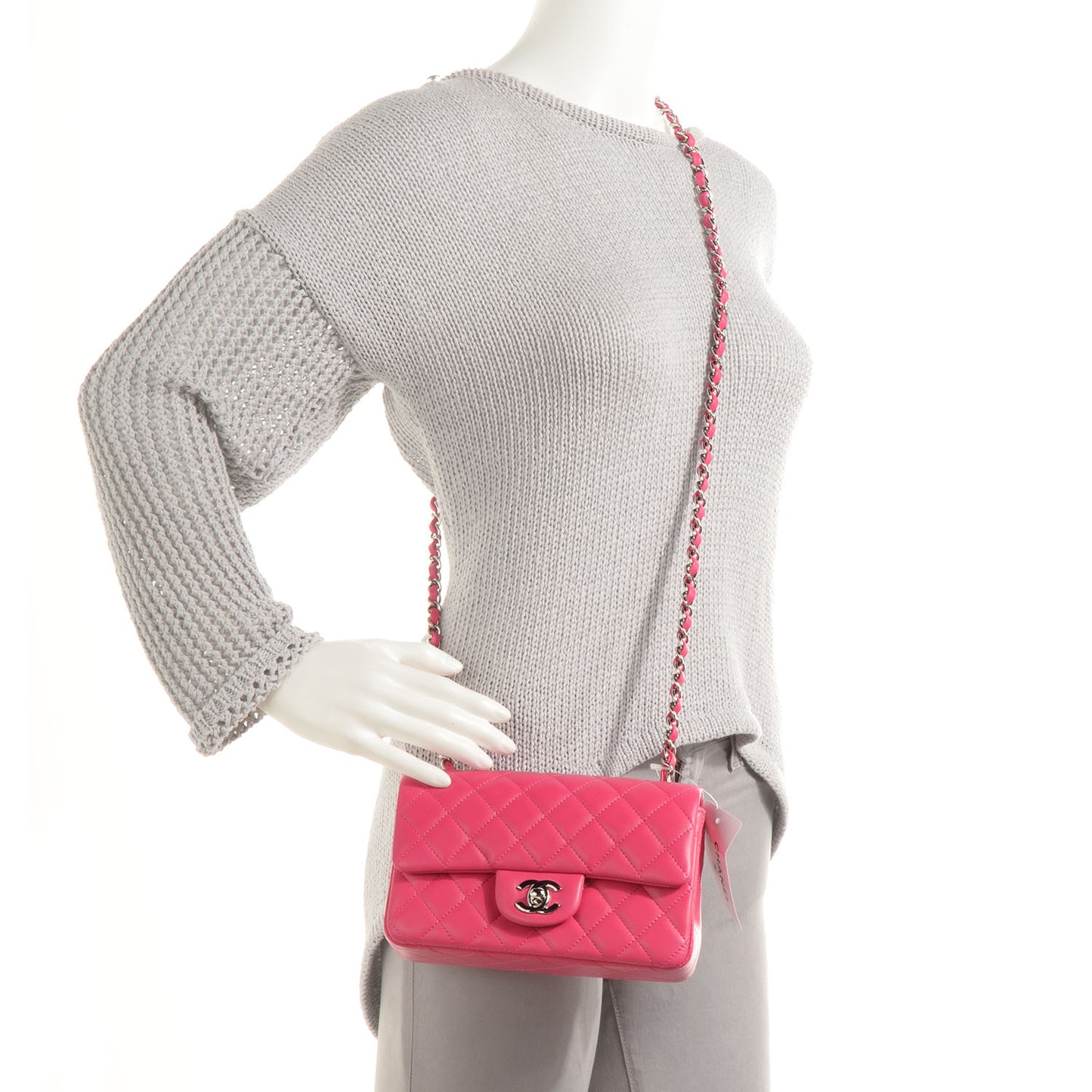 Lambskin Quilted Mini Flap Dark Pink
