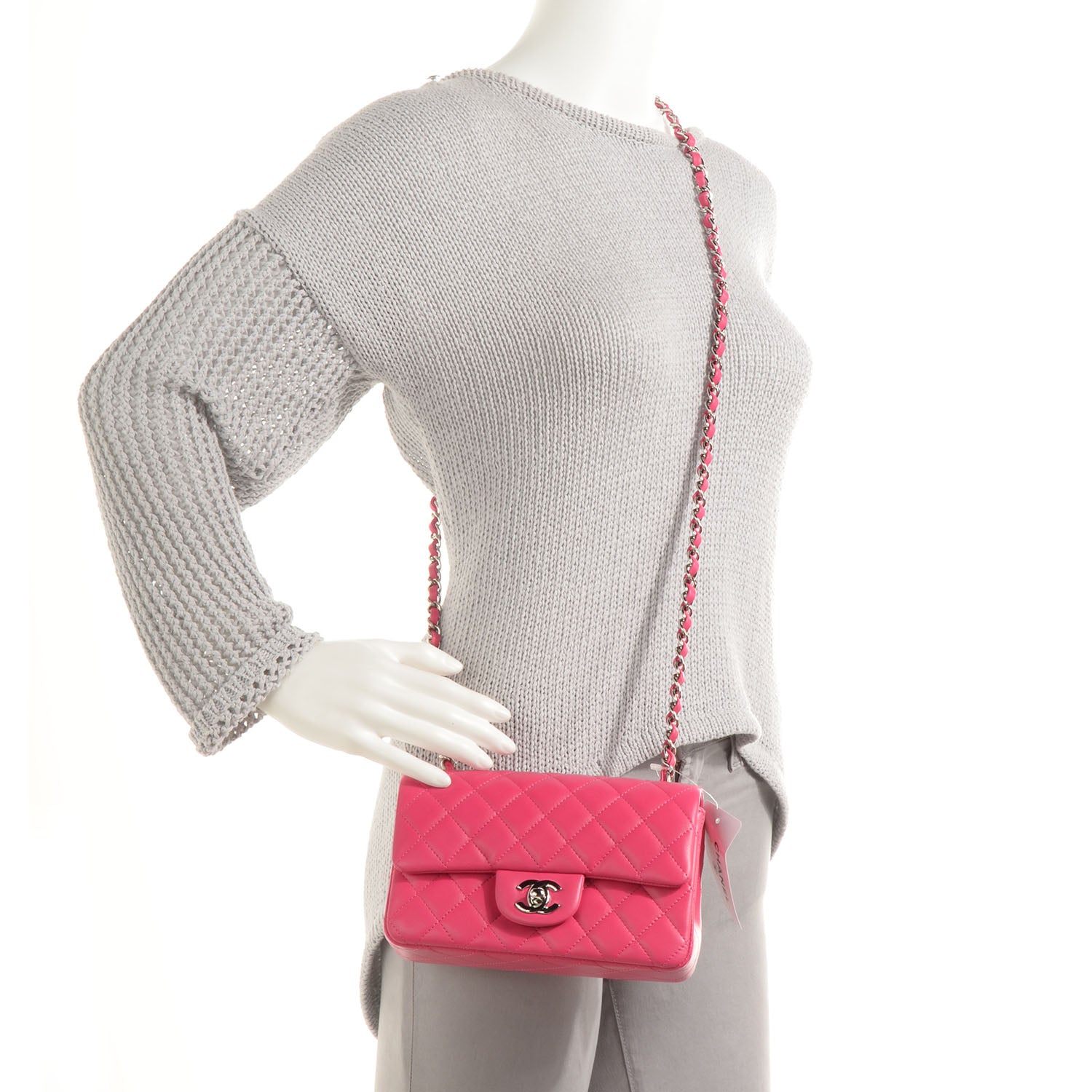Chanel Lambskin Quilted Mini Flap Dark Pink 2 of 7