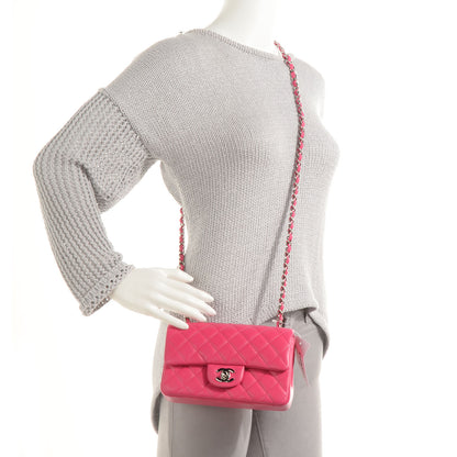 Chanel Lambskin Quilted Mini Flap Dark Pink 2 of 7