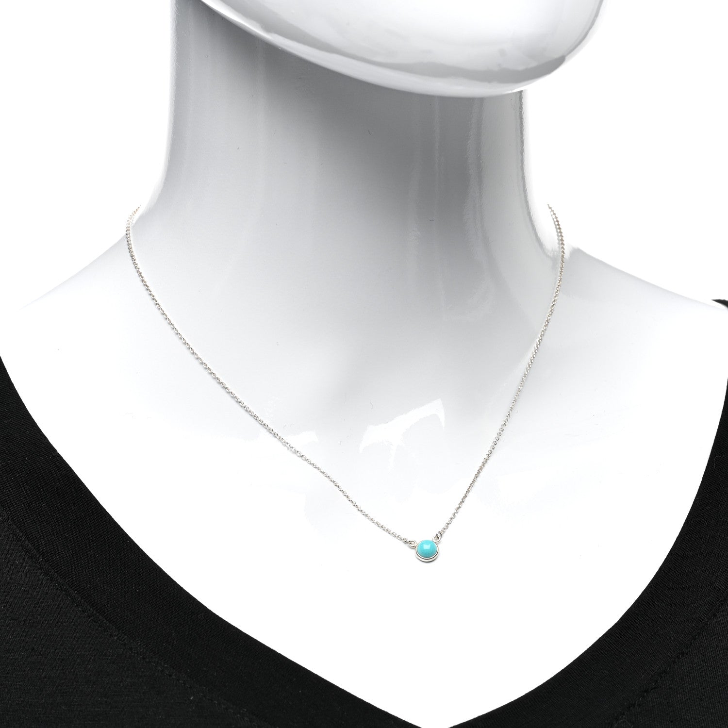 Tiffany Sterling Silver Turquoise Elsa Peretti Color by the Yard Pendant Necklace 2 of 4