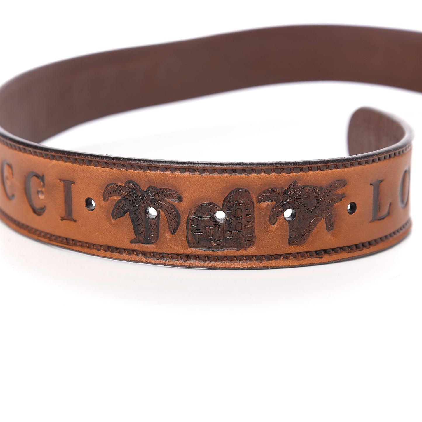 Calfskin Gucci Loved Embossed Double G 40mm Belt 80 32 Cuoio