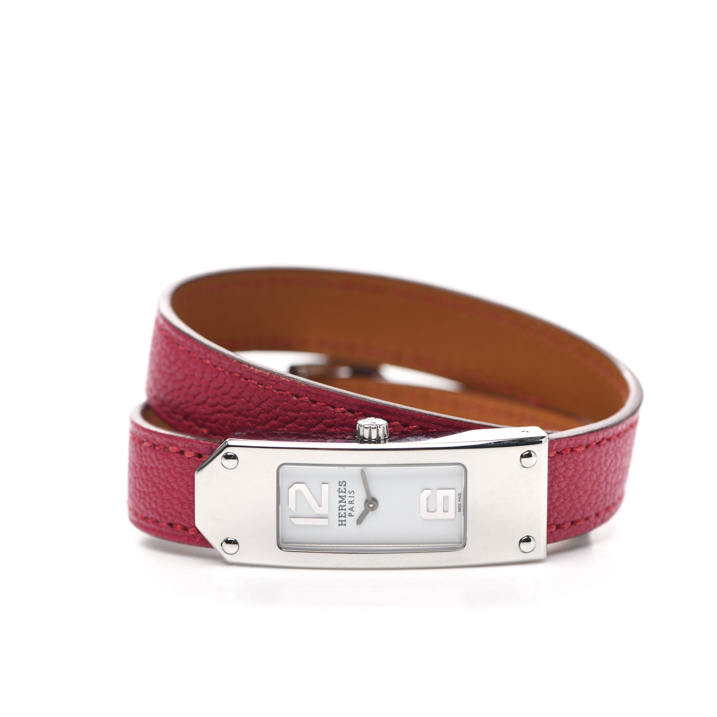 Stainless Steel Chevre Mysore 15mm Kelly II Double Tour Quartz Watch Rose Pourpre