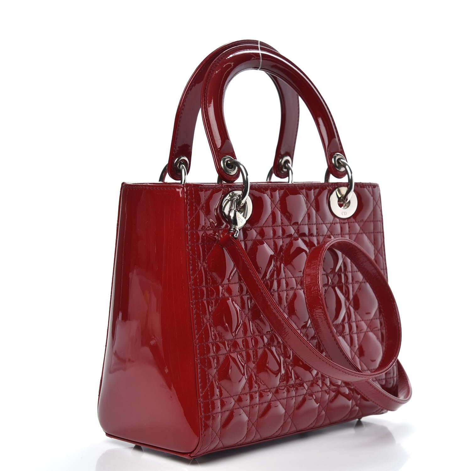 Christian Dior Patent Cannage Medium Lady Dior Red 4 of 11