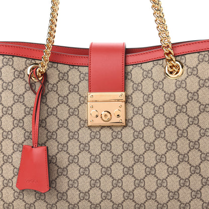 Gucci GG Supreme Monogram Medium Padlock Tote Hibiscus Red 10 of 10
