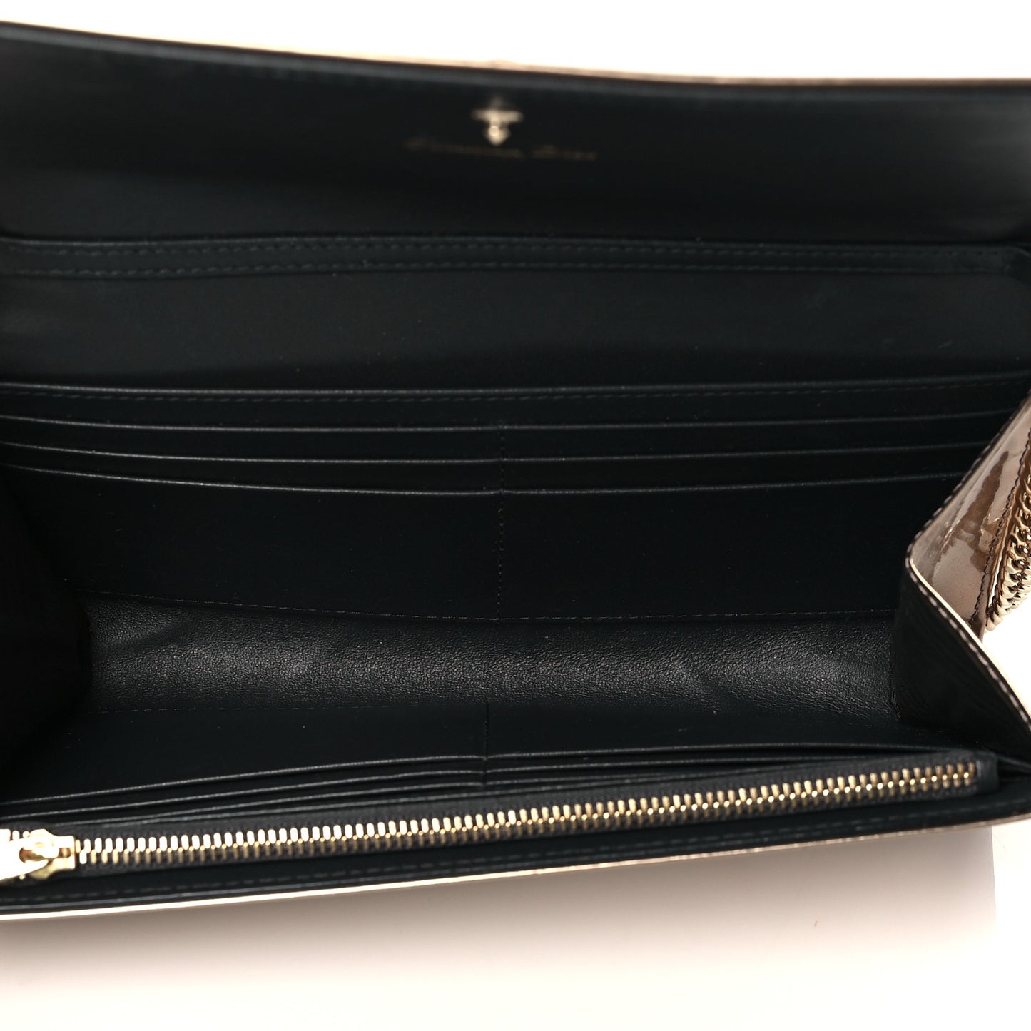 Metallic Patent Micro-Cannage Diorama Croisiere Chain Wallet Champagne