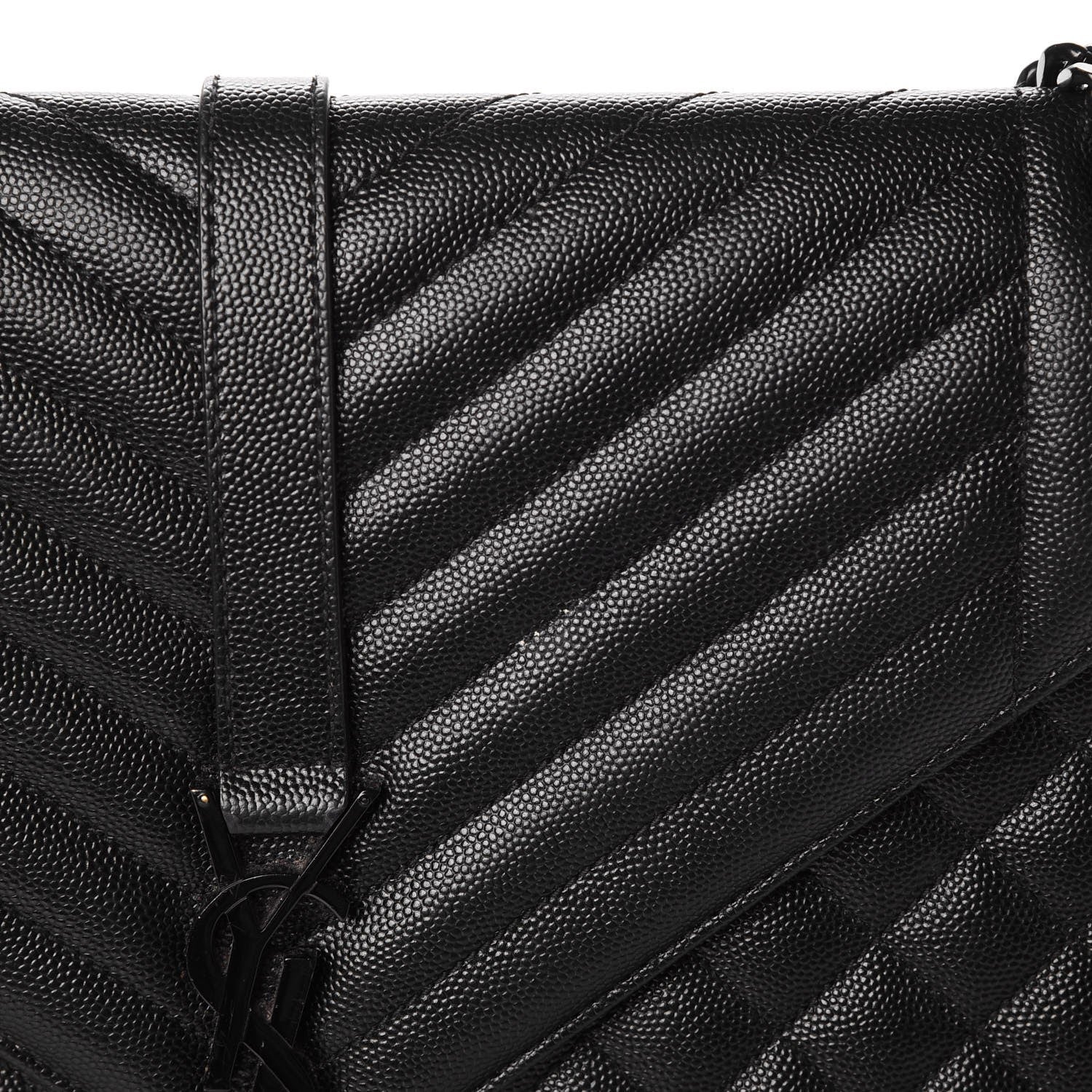 Saint Laurent Grain De Poudre Textured Mixed Matelasse Large Triquilt Monogram Monochrome Satchel Black 9 of 11