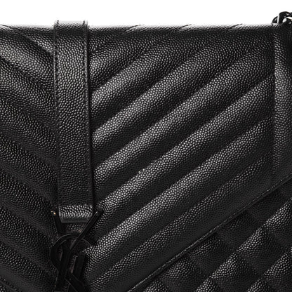 Saint Laurent Grain De Poudre Textured Mixed Matelasse Large Triquilt Monogram Monochrome Satchel Black 9 of 11