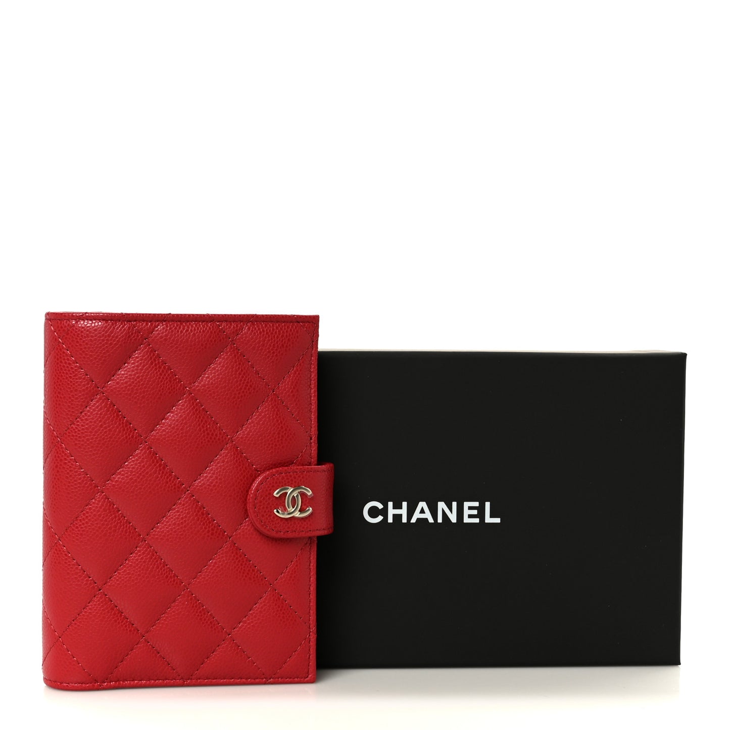 Caviar Quilted Passport Holder Red