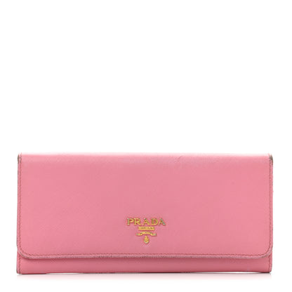 Prada Saffiano Metal Continental Flap Wallet Begonia 1 of 11