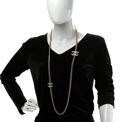 Chanel Metal Quilted CC Long Chain Necklace Gold Pearly White 2 of 4