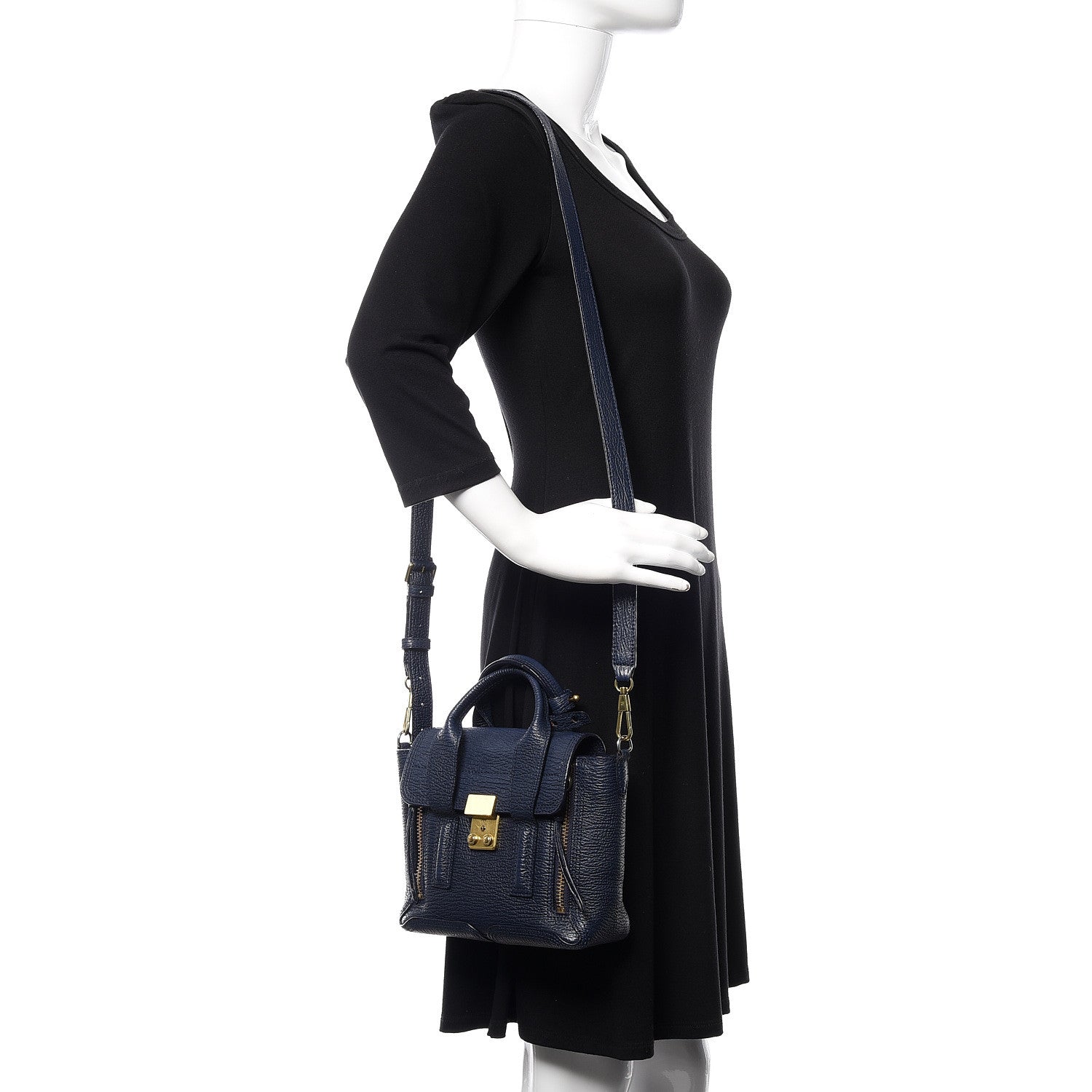 3.1 Phillip Lim 3.1 Textured Calfskin Mini Pashli Satchel Ink 2 of 16