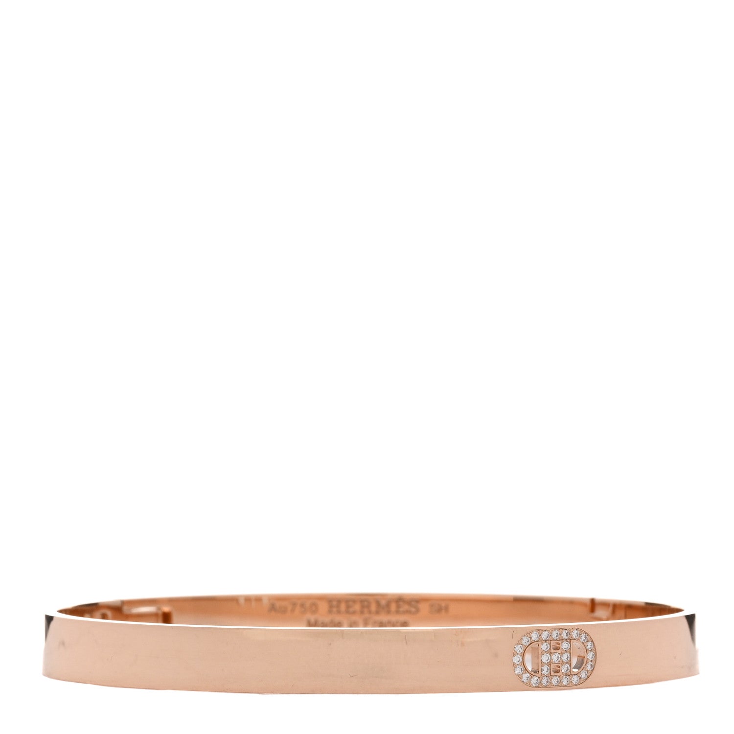 Hermes 18K Rose Gold Diamond PM H D'Ancre Bracelet SH 1 of 3