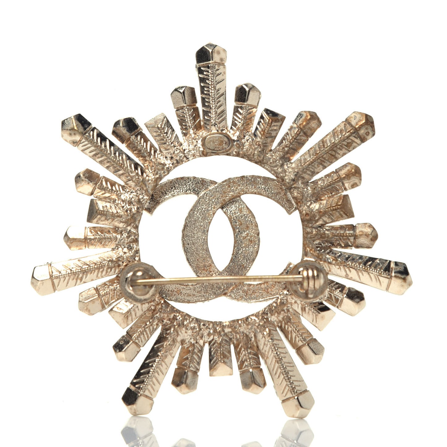 Crystal Baguette CC Brooch Light Gold