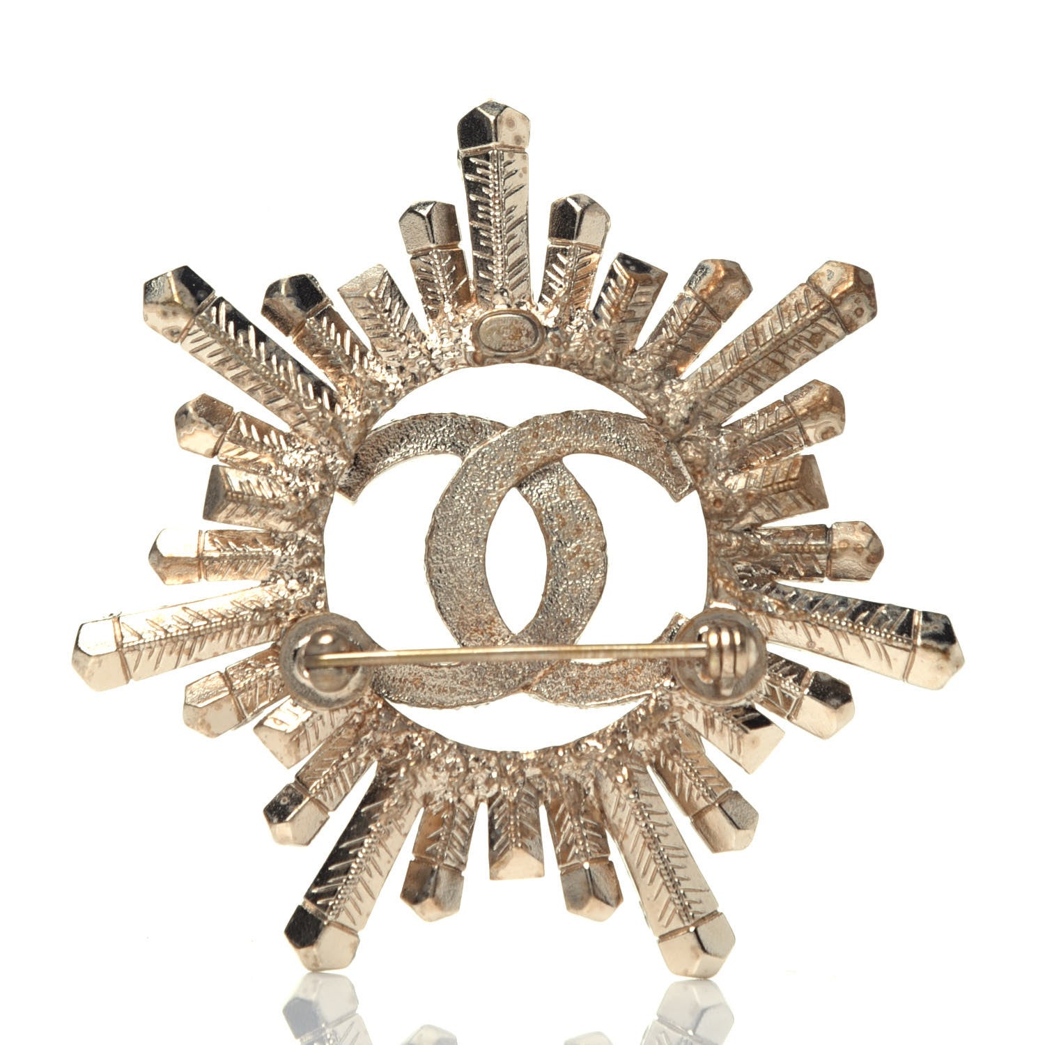 Chanel Crystal Baguette CC Brooch Light Gold 3 of 6