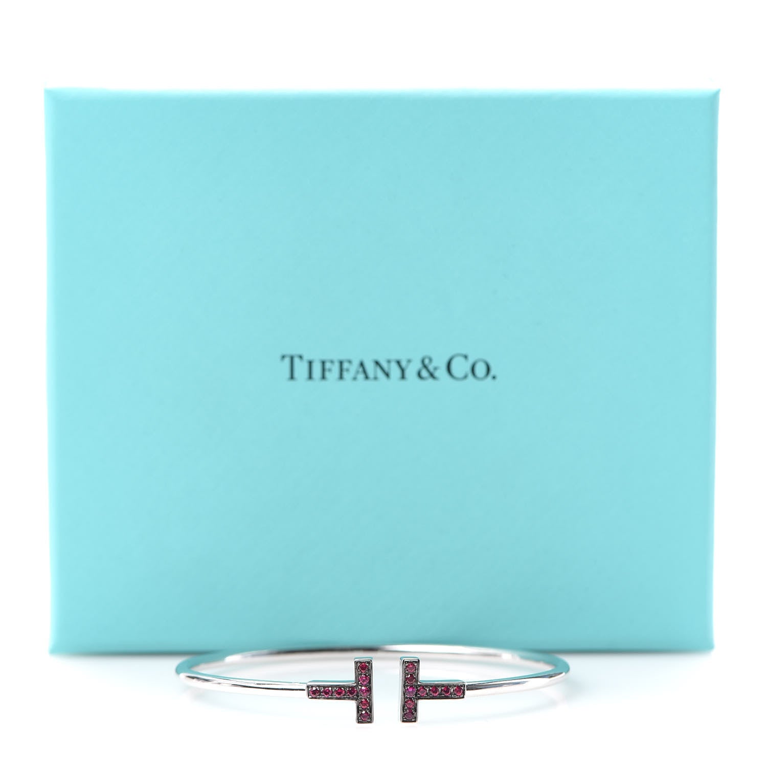 Tiffany 18K White Gold Ruby T Wire Bracelet 5 of 5