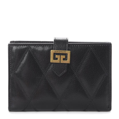 Givenchy Goatskin Diamond Quilted GV3 Medium Wallet Black 1 of 5
