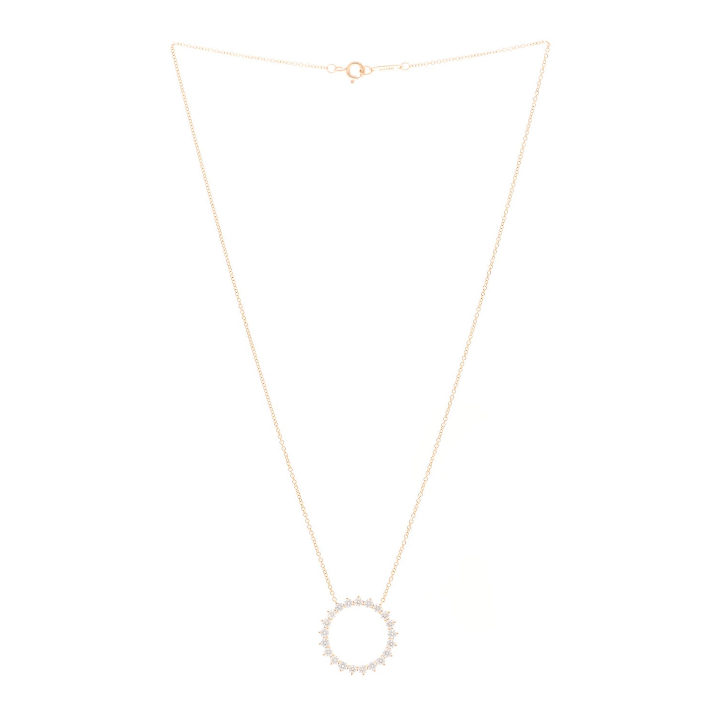 18K Rose Gold Diamond Medium Open Circle Pendant Necklace