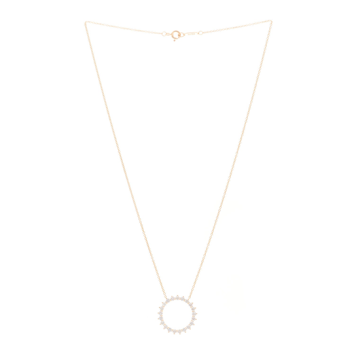 Tiffany 18K Rose Gold Diamond Medium Open Circle Pendant Necklace 3 of 5