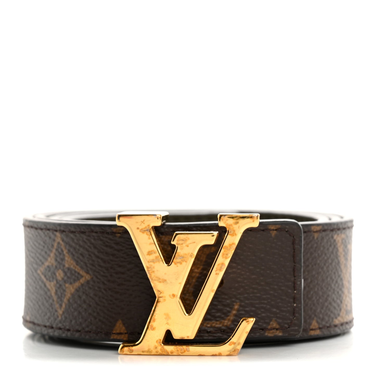 Calfskin Monogram 30mm LV Initiales Reversible Belt 80 32 Khaki