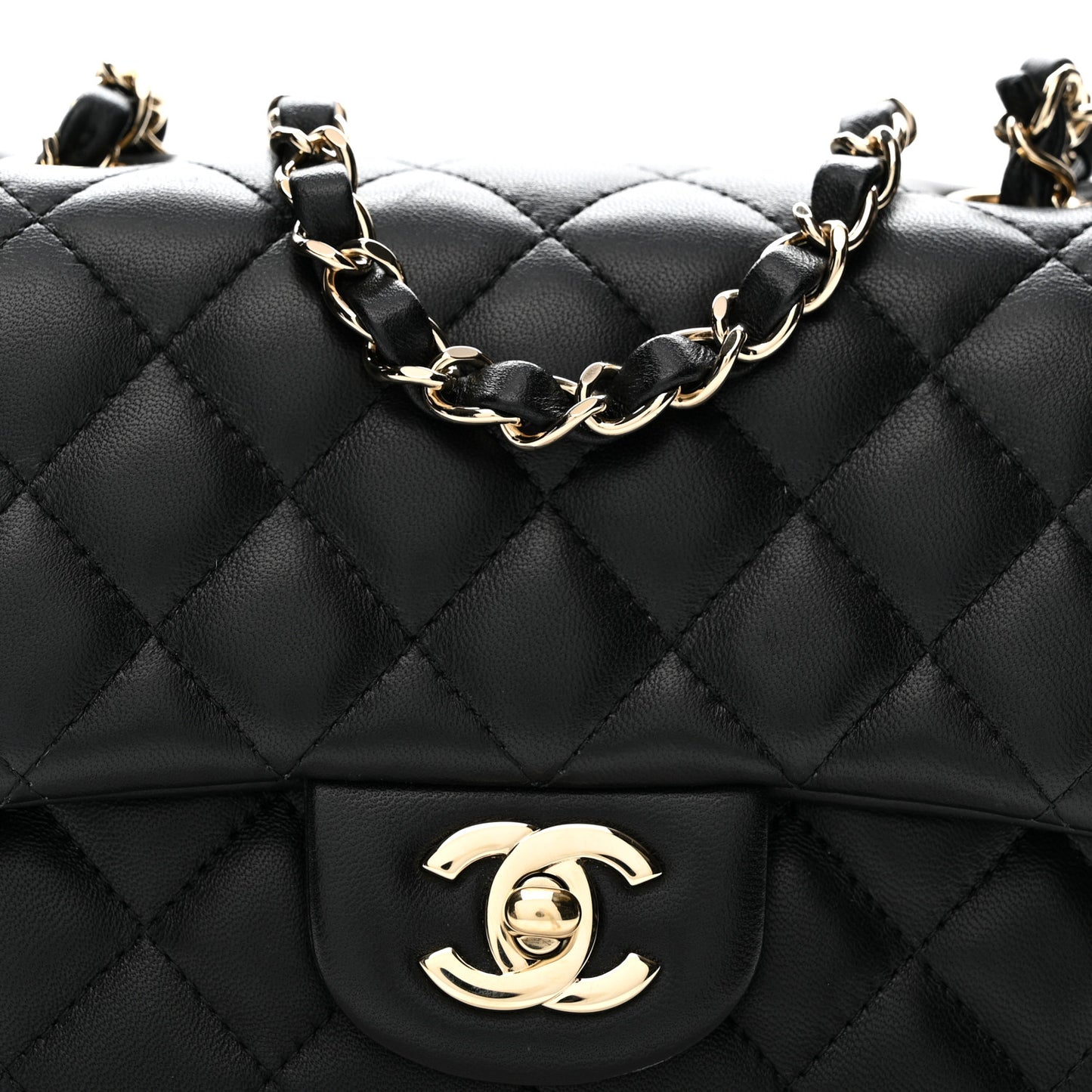 Lambskin Quilted Mini Square Flap Black
