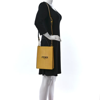 Fendi Vitello Fluffy Logo Small Pack Shopper Tote Yellow Box Black 2 of 12