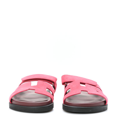 Hermes Suede Goatskin Womens Chypre Sandals 39 Rouge Marsala 2 of 9