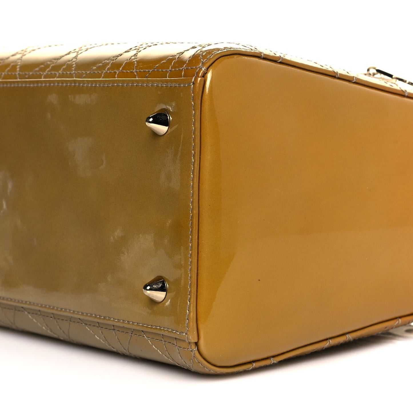 Metallic Patent Cannage Medium Lady Dior Yellow