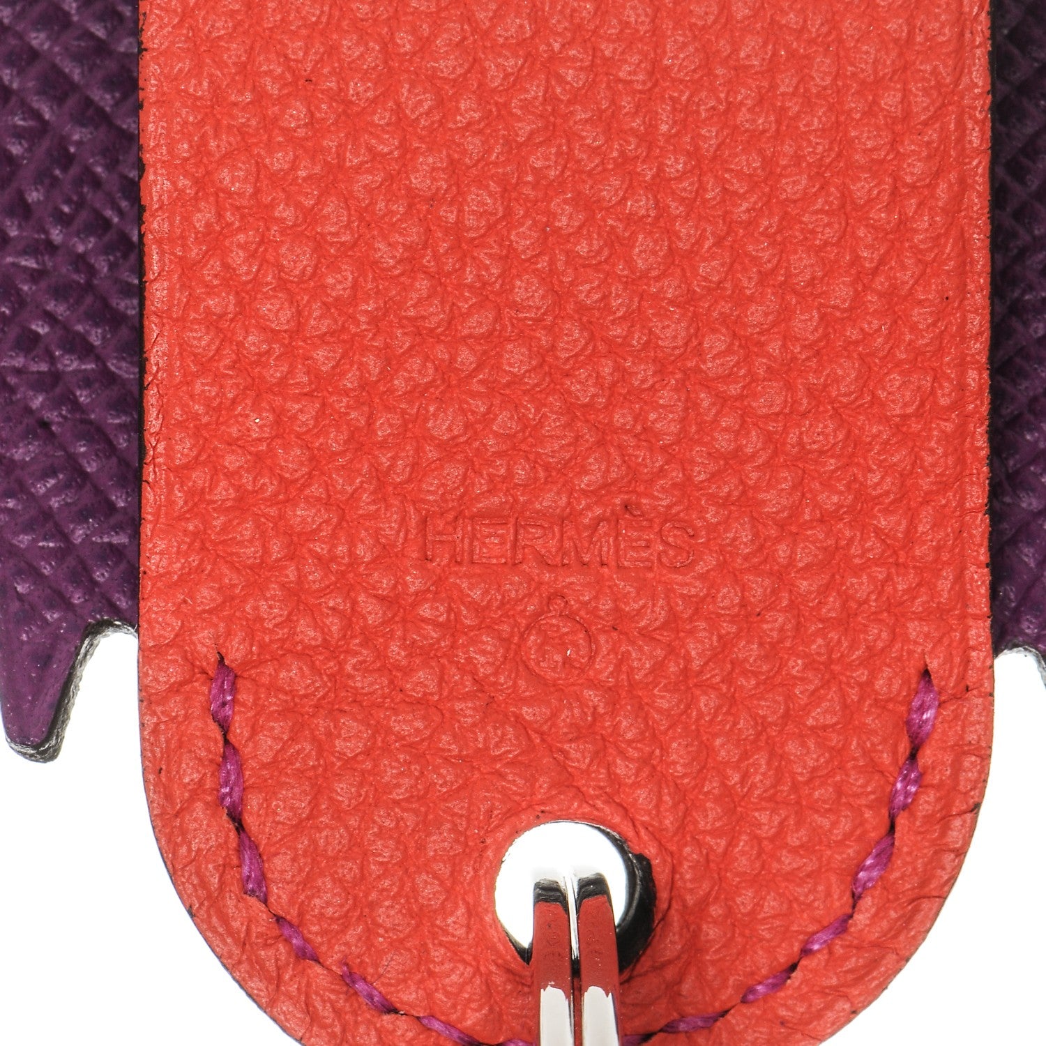 Hermes Togo Epsom Petit H Elephant Key Poppy Anemone 4 of 6