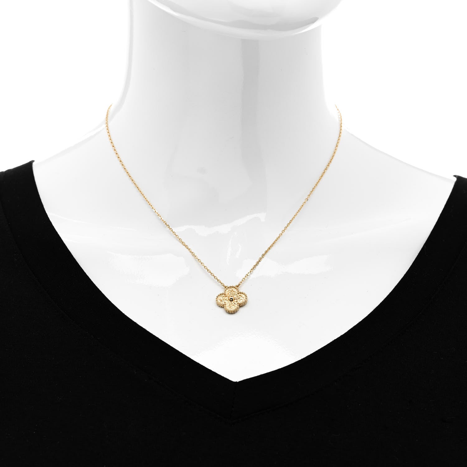 Van Cleef & Arpels 18K Yellow Gold Vintage Alhambra Pendant Necklace 2 of 5