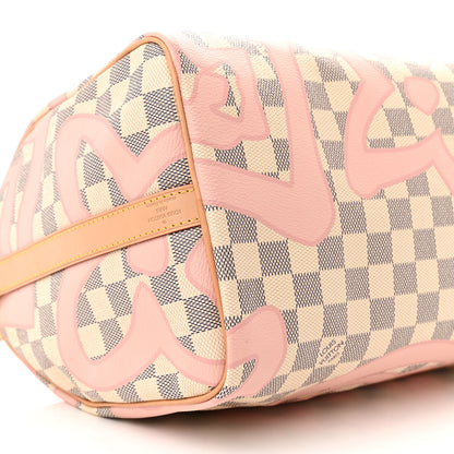 Louis Vuitton Damier Azur Tahitienne Speedy Bandouliere 30 Rose Ballerine 9 of 11