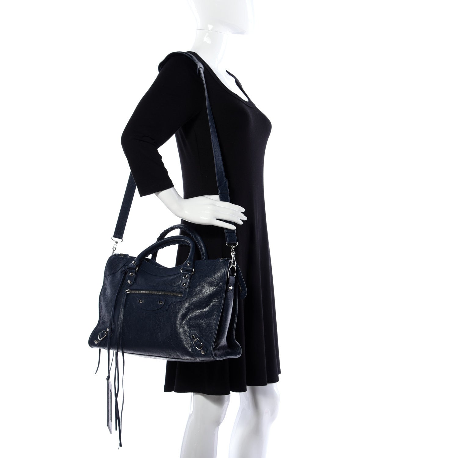 Balenciaga Agneau Classic Silver Hardware City Bleu Obscur 2 of 9