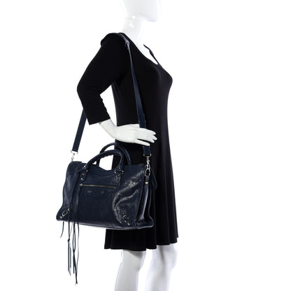 Balenciaga Agneau Classic Silver Hardware City Bleu Obscur 2 of 9