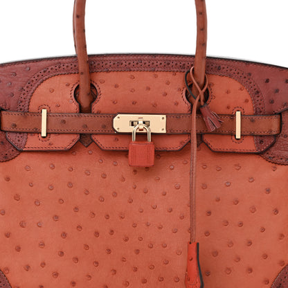 Hermes Ostrich Ghillies Birkin 30 Brique Rouge H 8 of 17