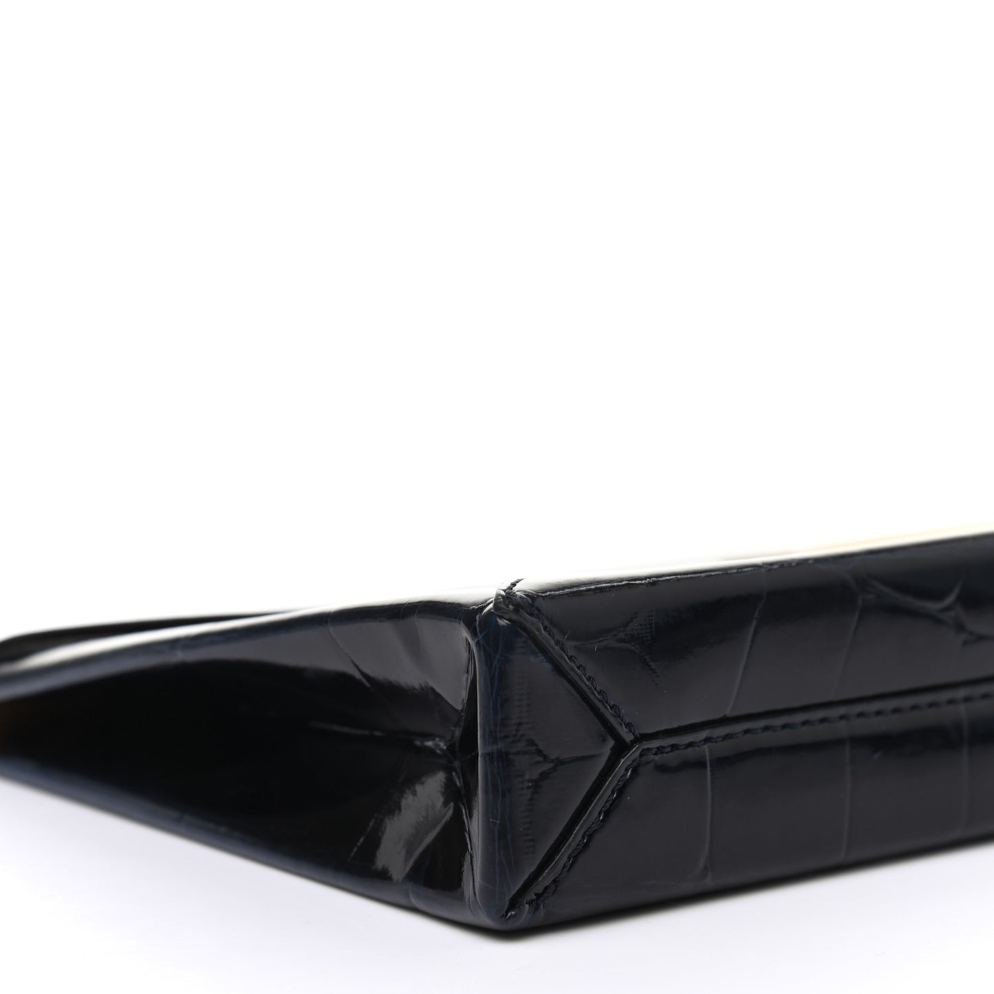 Eco Patent Crocodile Embossed Envelope Clutch Black