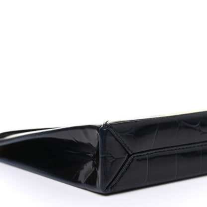 Stella McCartney Eco Patent Crocodile Embossed Envelope Clutch Black 5 of 11