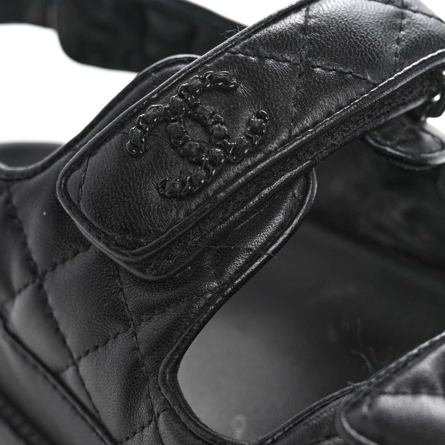 Chanel Lambskin Velcro Dad Sandals 38 So Black 10 of 14