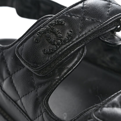 Chanel Lambskin Velcro Dad Sandals 38 So Black 10 of 14