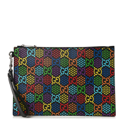 Gucci GG Supreme Monogram Psychedelic Zip Wristlet Pouch Black Multicolor 1 of 9