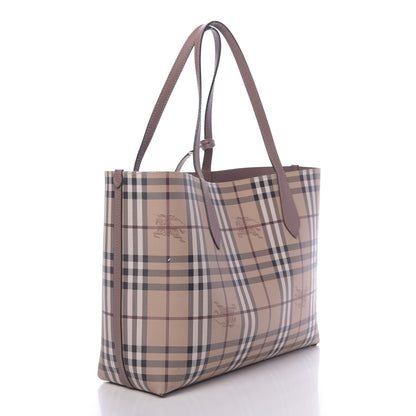 Burberry Grainy Calfskin Haymarket Check Medium Reversible Tote Dusty Pink 5 of 25