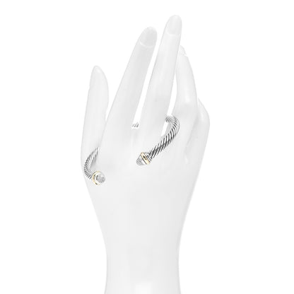 David Yurman Sterling Silver 14K Yellow Gold Diamond 5mm Cable Classics Bracelet 2 of 4