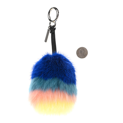 Fendi Mink Fox Fur Kid Monster Bag Bug Charm Blue Multicolor 2 of 4