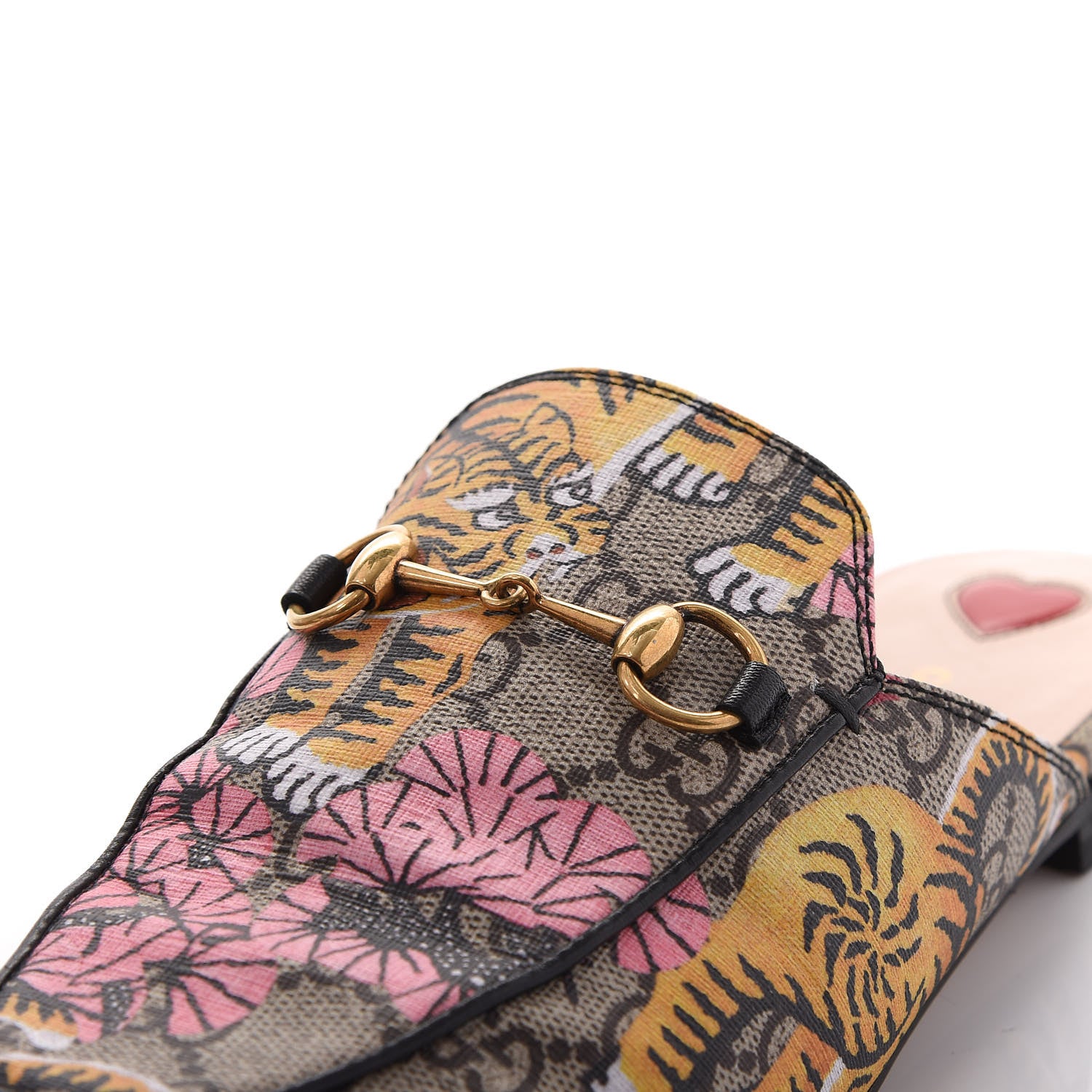 Gucci GG Supreme Monogram Bengal Womens Princetown Slippers 38.5 Beige Crop Pink 10 of 11