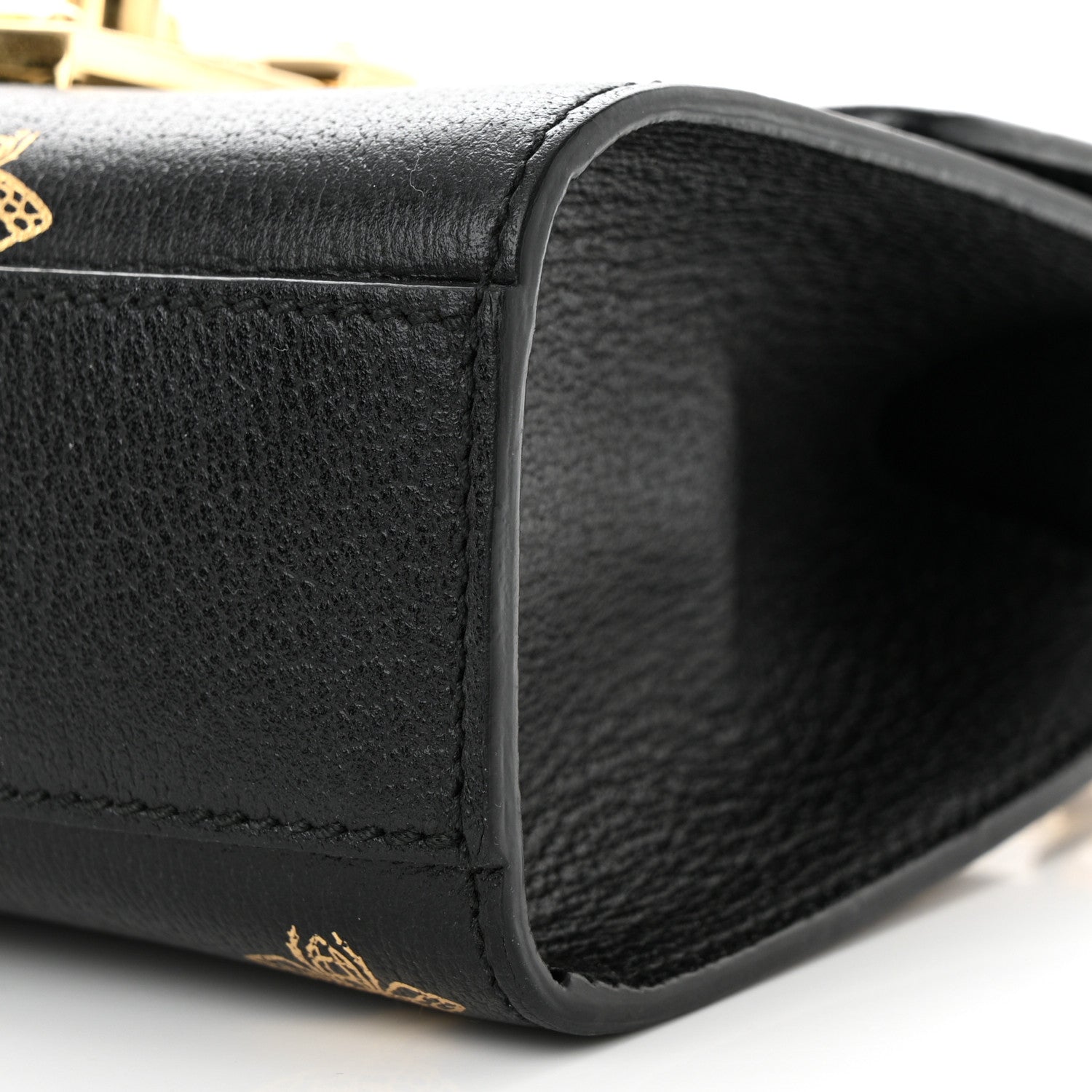 Gucci Grained Calfskin Bee Star Small Padlock Shoulder Bag Black 10 of 11