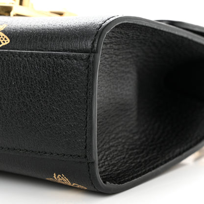 Gucci Grained Calfskin Bee Star Small Padlock Shoulder Bag Black 10 of 11