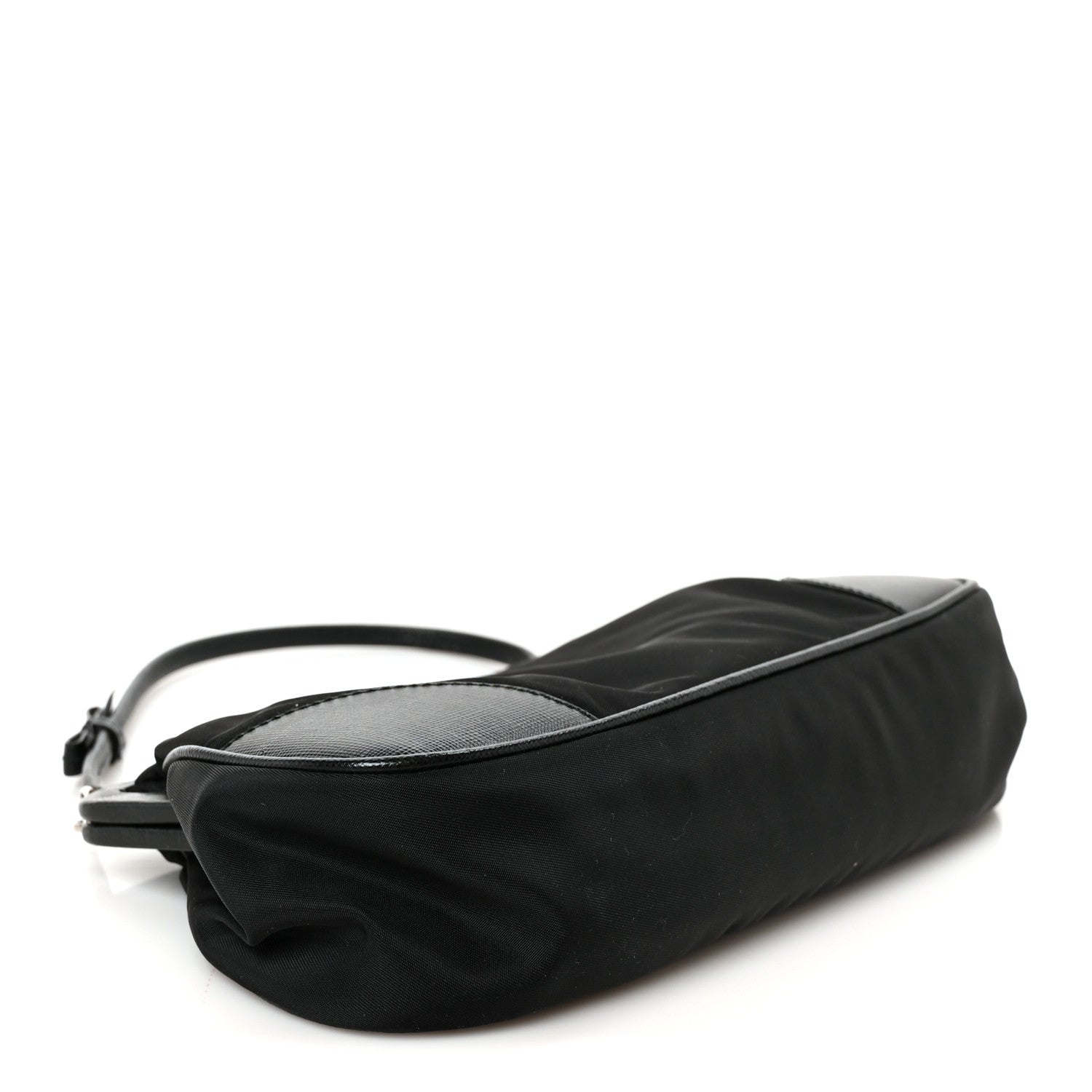 Prada Tessuto Nylon Saffiano Kisslock Shoulder Bag Black 4 of 10