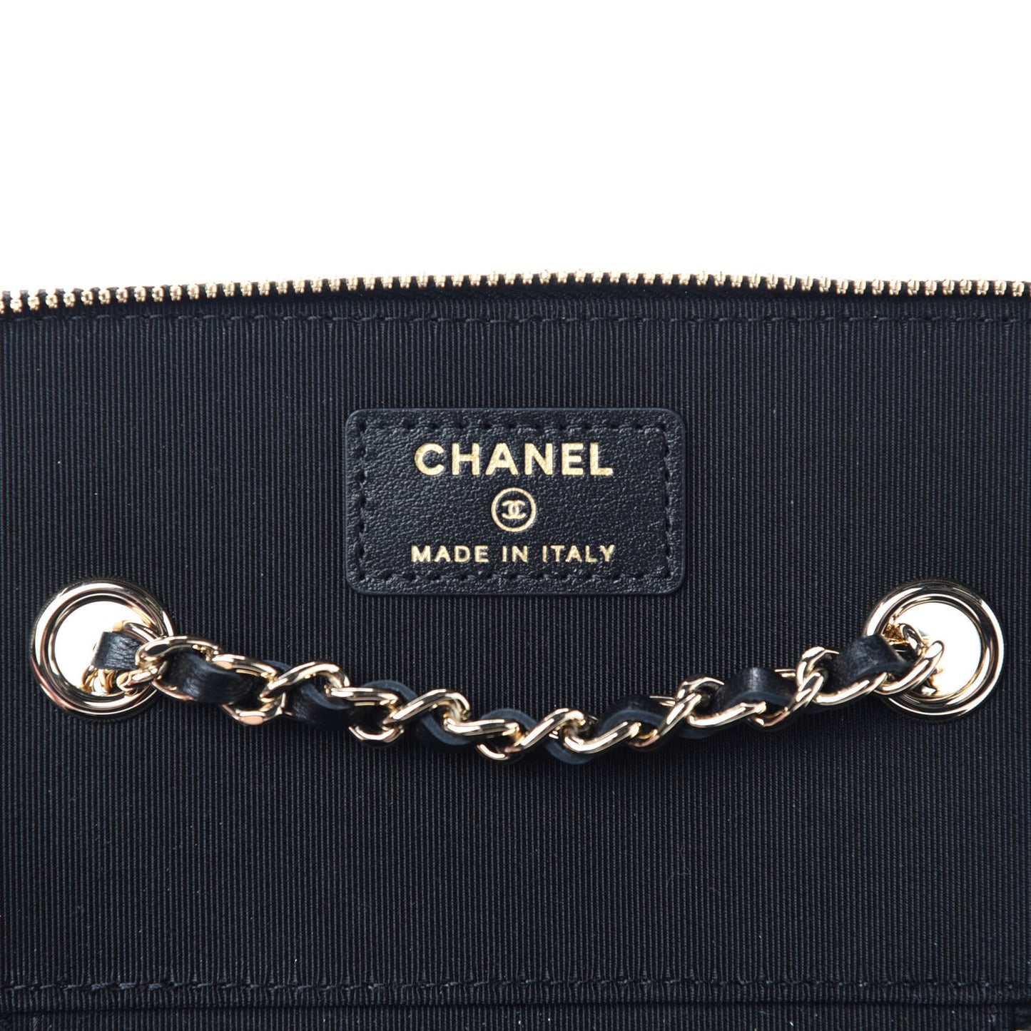 Lambskin Camellia Embossed Small Vanity Case With Chain Black