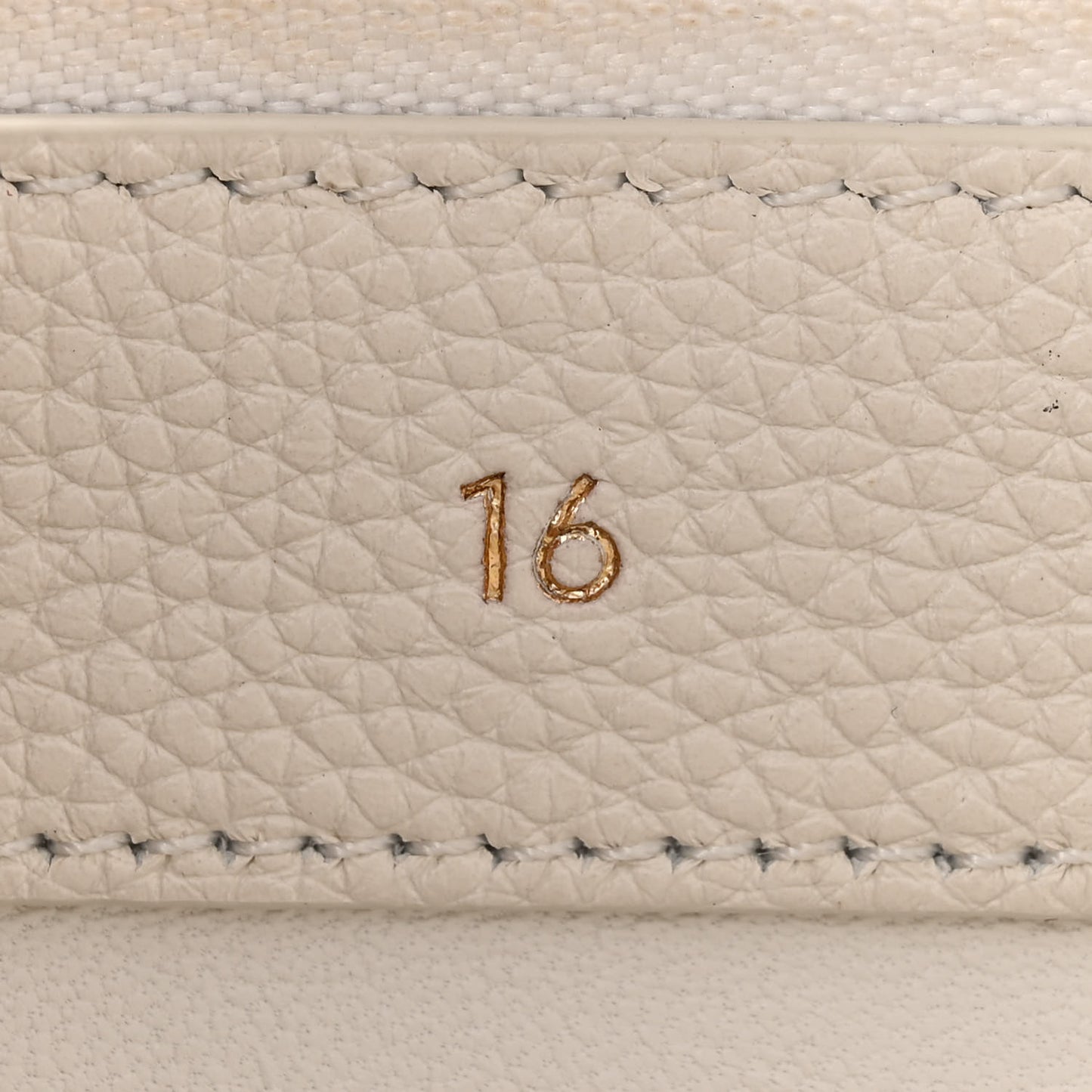 Grained Calfskin Small 16 Top Handle Bag White