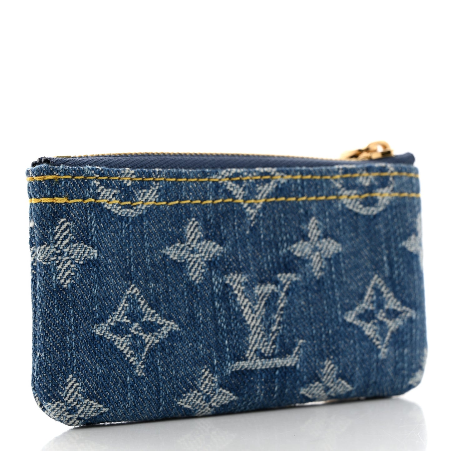 Monogram Denim Key Pouch Denim Blue